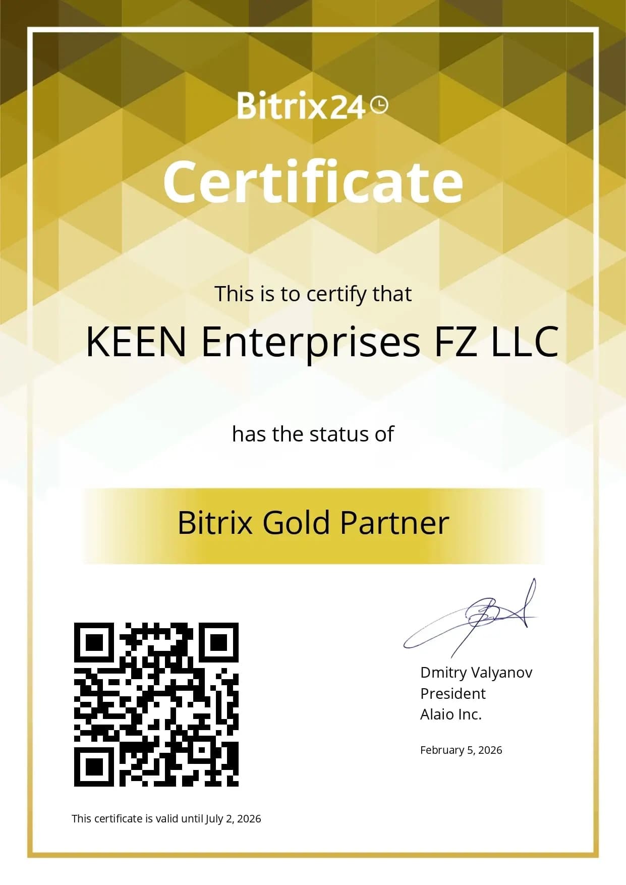 Bitrix24 Certificate 2